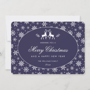 Navidad Elegante Reno Blanco Copos de Nieve