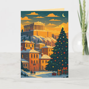 Navidad en Atenas Grecia Tarjeta de vacaciones – F