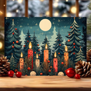 Navidad en el bosque con velas