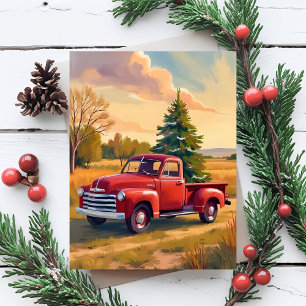 Navidad en el campo   Camión rojo árbol de Navidad