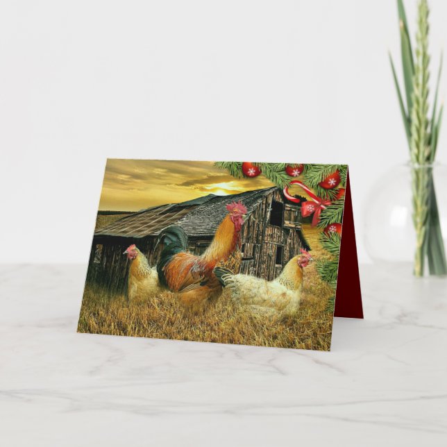 Navidad En El Gallinero Gallos Gallinas (Anverso)