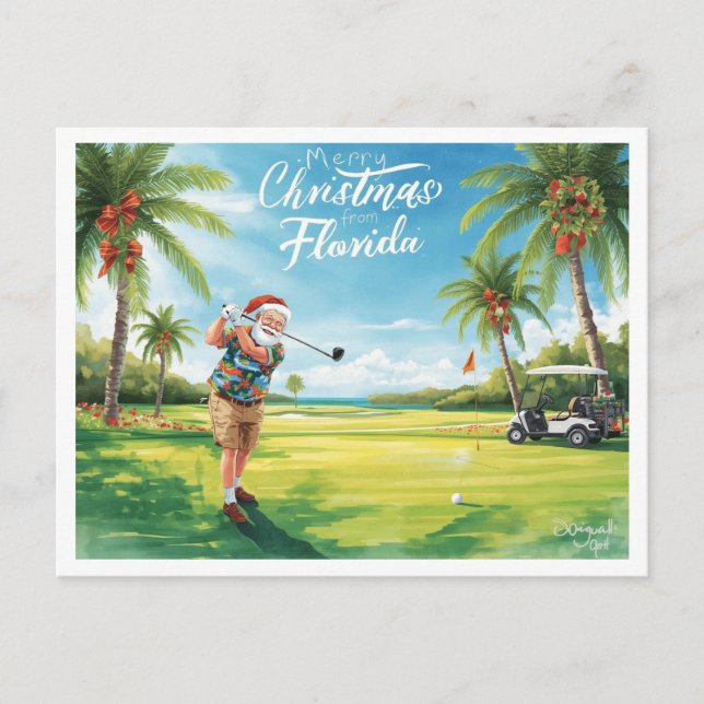 Navidad en Florida Santa jugando golf  (Anverso)