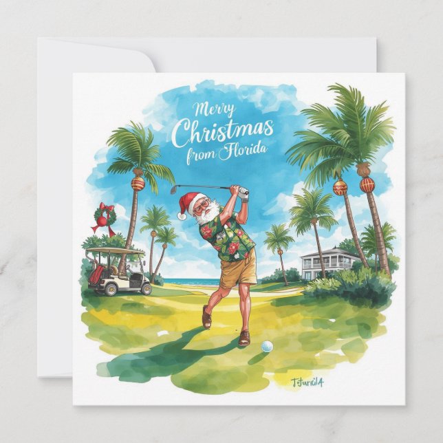 Navidad en Florida Santa jugando golf (Anverso)