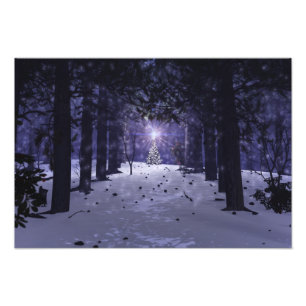 Navidad en la impresión de la foto de los pinos