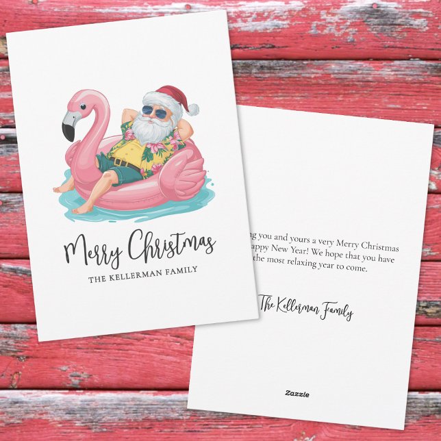Navidad en la Playa Tropical (Santa Claus Tropical Beach Christmas Holiday Card )