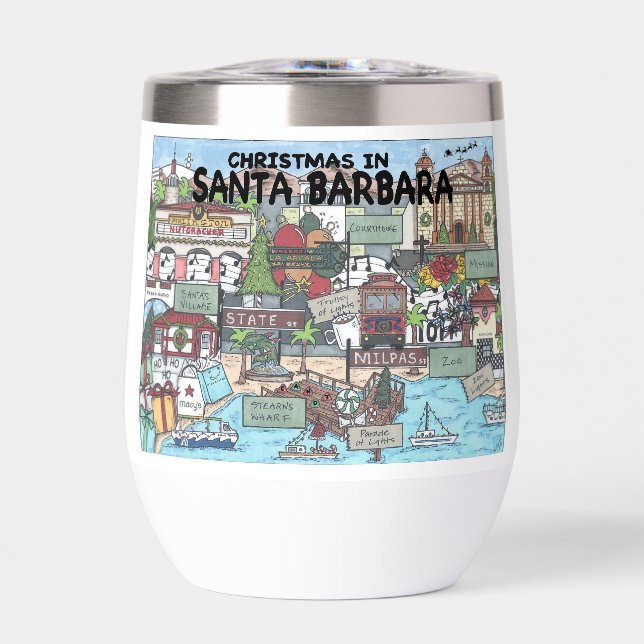 Navidad en Santa Bárbara Vaso de vino (Frente)