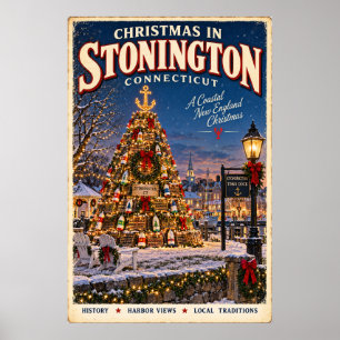 Navidad en Stonington Connecticut Póster de Viaje