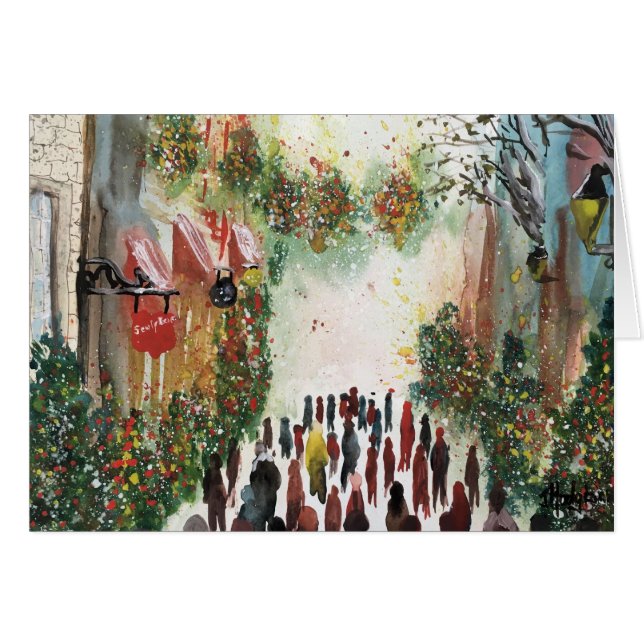 NAVIDAD EN watercolour de la original de la CIUDAD (Anverso (Horizontal))