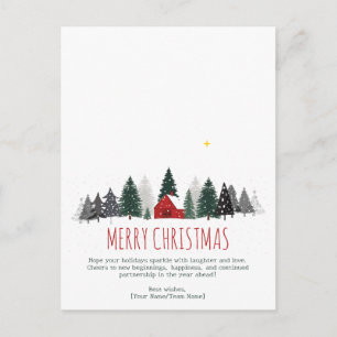 Navidad Escandinava Minimalista Cabaña Roja Nieve