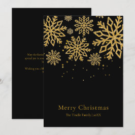 Navidad escritura Glitter Moderno Dorado Negro   