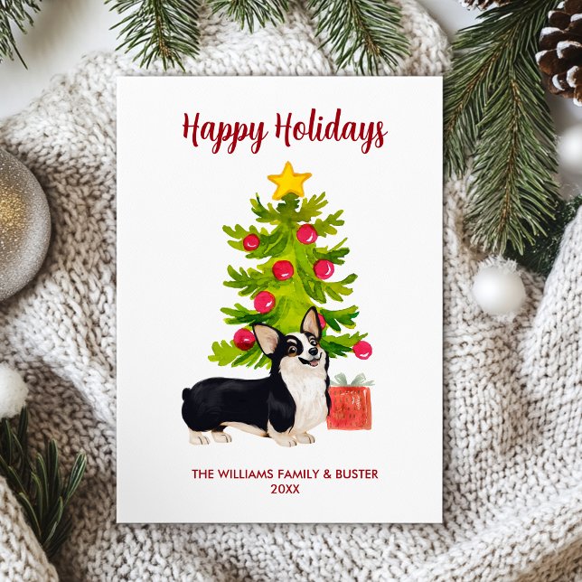 Navidad familiar personalizada con perro Corgi (Subido por el creador)