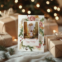 Navidad Feliz Costera Cuadrada Floral Botánica Fot