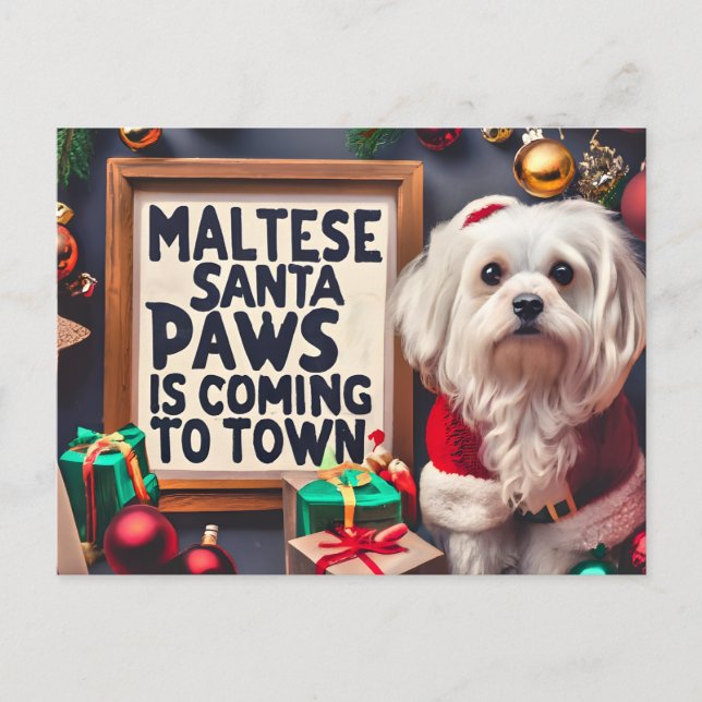 Navidad Feliz de perro de Santa Maltesa personaliz (Anverso)