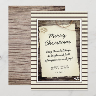 Navidad Feliz Letra Manuscrita Papel Antiguo Mader