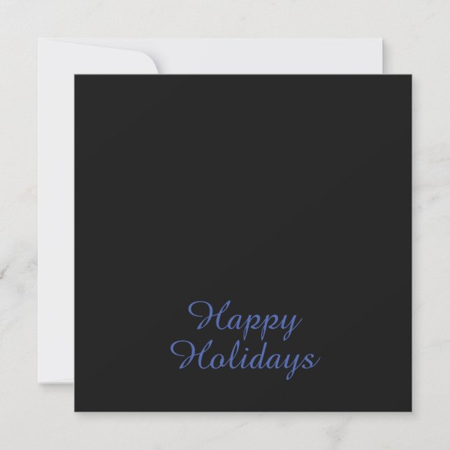 Navidad Feliz Negro y Azul Neutral Liso Elegante (Anverso)