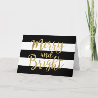 Navidad "Feliz y brillante" de franja blanca y neg