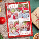 NAVIDAD FERIA Moderna 4 Luces Rojas Collage de fot<br><div class="desc">Moderna tarjeta de felicitación de vacaciones de collage de fotos con 4 fotos con el saludo MERRY CHRISTMAS en la moderna tipografía con letras a mano contra un fondo blanco y rojo con luces y estrellas. ASISTENCIA: Para obtener ayuda con la modificación o personalización del diseño, el cambio de color,...</div>