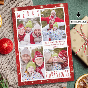 NAVIDAD FERIA Moderna 4 Luces Rojas Collage de fot