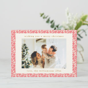 Navidad Floral Vintage Rojo Suave Lindo Dos Fotos