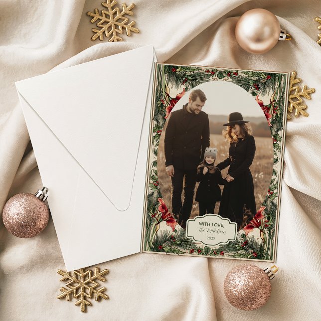 Navidad Foto Amaryllis y Acebo Vintage (Subido por el creador)