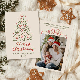 Navidad Foto Árbol Cintas Dibujadas a Mano Vintage