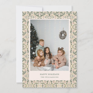Navidad Foto Baldosa Floral Verde Vintage Blush