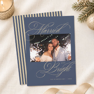 Navidad Foto Casados y Brillante Azul Pizarra