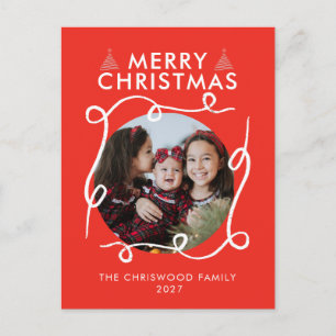 Navidad Foto Círculo Garabato Blanco Caprichoso