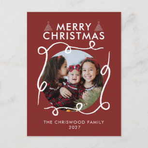 Navidad Foto Círculo Garabato Blanco Caprichoso