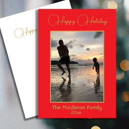 Navidad Foto de familia elegida Oro Rojo Merry