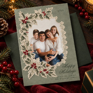 Navidad Foto Familiar Vintage Encaje Holly