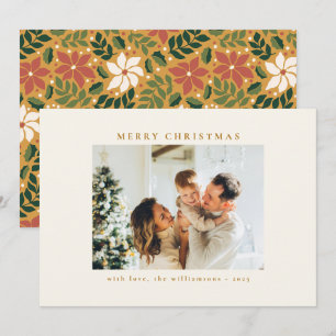 Navidad Foto Floral Personalizada Verde Rojo Amari