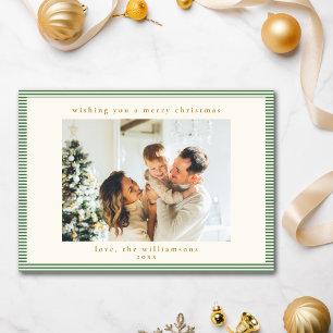 Navidad Foto Personalizada con Raya Verde Blanca L