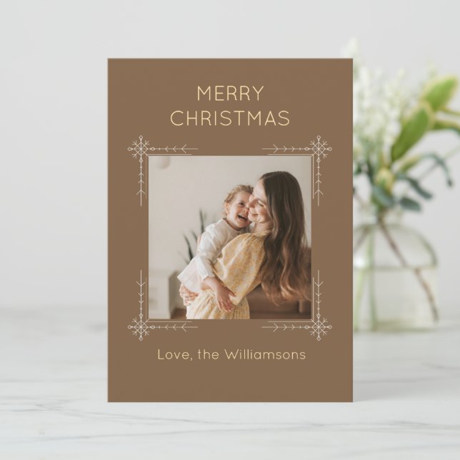 Navidad Foto Personalizada Marrón Adorable (Anverso de pie)