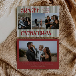 Navidad Foto Retro Vintage Rayas Verdes