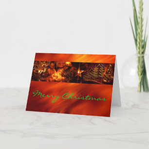 Navidad - Foto Stripe - Rojo / fondo de ondas