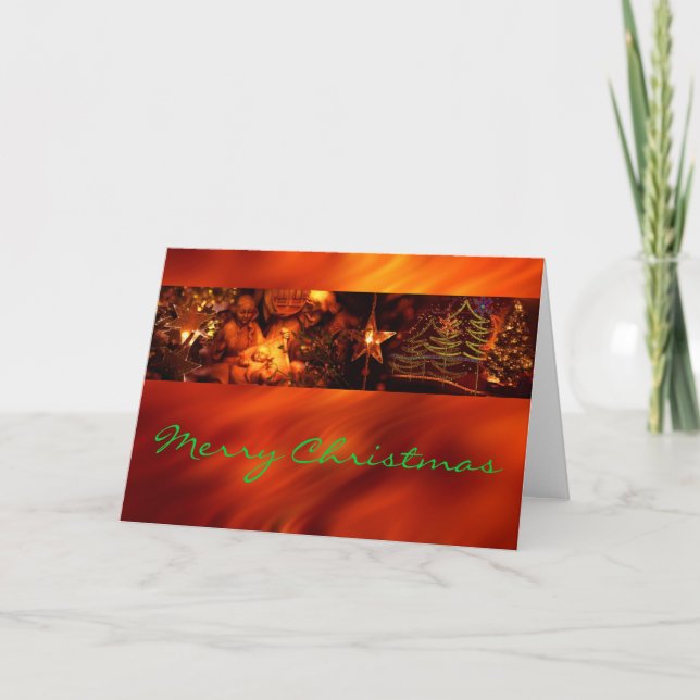 Navidad - Foto Stripe - Rojo / fondo de ondas (Anverso)