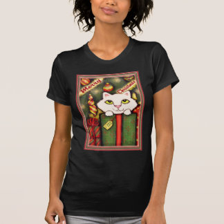 Navidad gatito y camiseta blancos de los regalos
