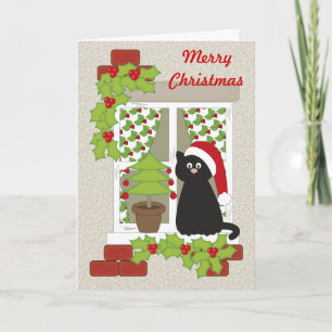 Navidad gato y ventana