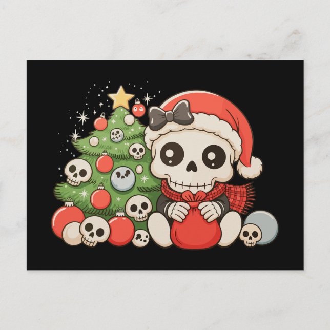 Navidad Gótico Cute Esqueleto Calavera Fiesta (Anverso)