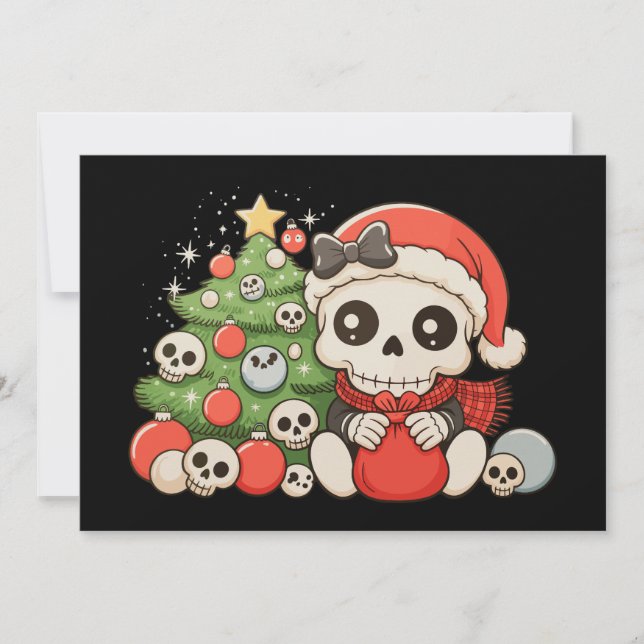 Navidad Gótico Cute Esqueleto Calavera Fiesta de N (Anverso)