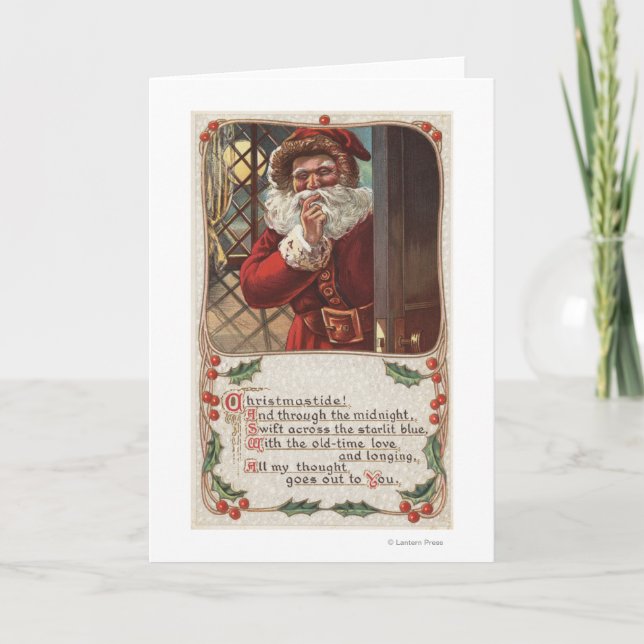 Navidad GreetingSanta con la mano en barba (Anverso)