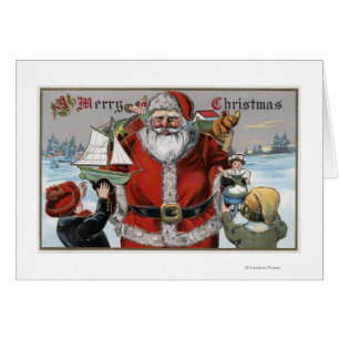 Navidad GreetingSanta que da los regalos
