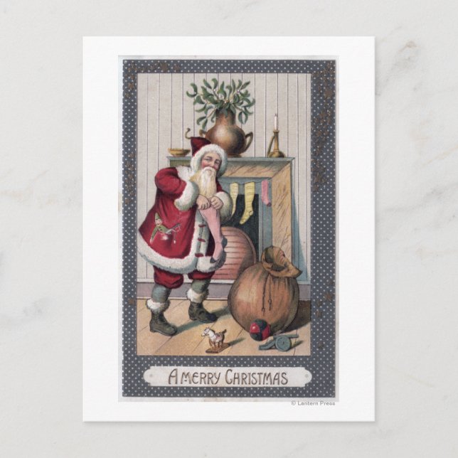 Navidad GreetingSanta que rellena medias (Anverso)