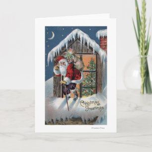 Navidad GreetingSanta que sube hacia fuera la