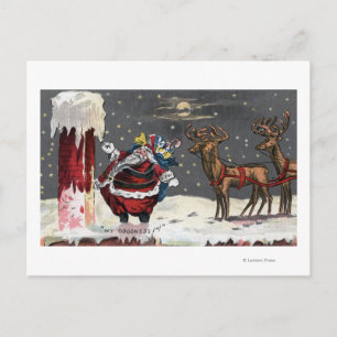 Navidad GreetingSanta y chimenea