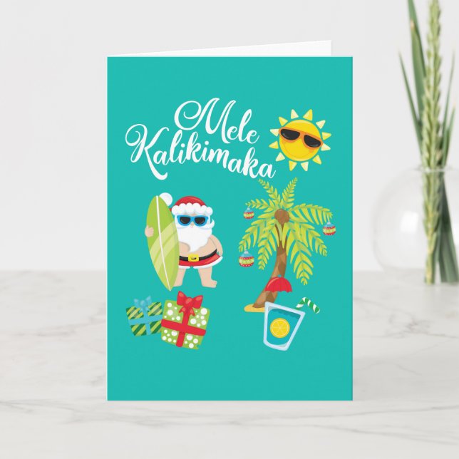Navidad hawaiano. Papá Noel Mele Kalikimaka. (Anverso)
