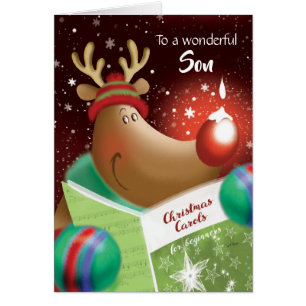 Navidad, hijo. Snowdrop en ciervos rojos de la