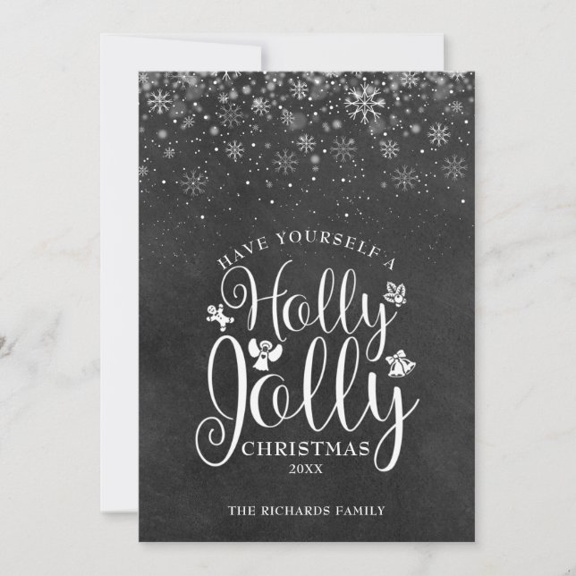 Navidad Holly Alegre Escritura Elegante Pizarra (Anverso)