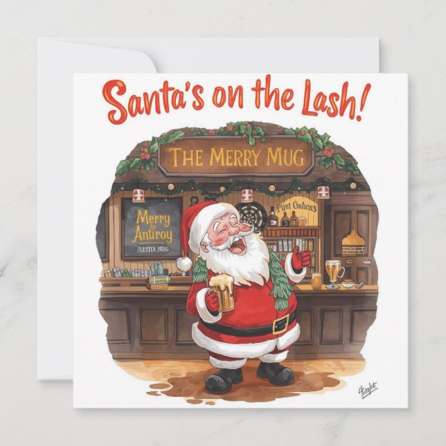 Navidad inglesa con Papá Noel en el pub (Anverso)